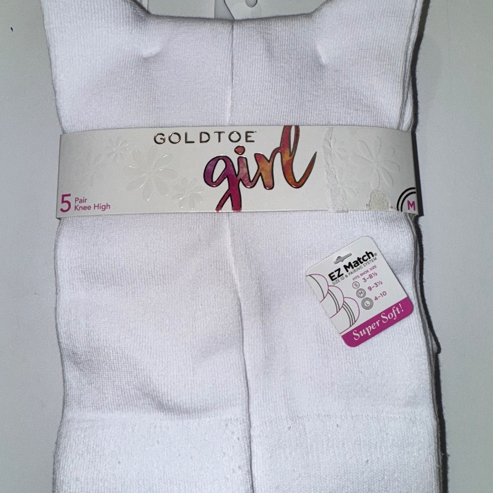 💥5 for 25💥 Gold toe Girls Knee High Socks 5 Pairs NWT